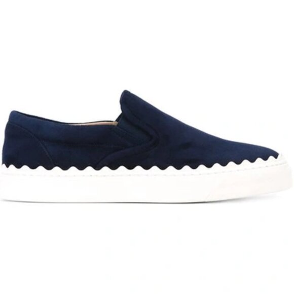 NIB AuthenticCHLOÉ Blue Suede Ivy Slip On Trainers